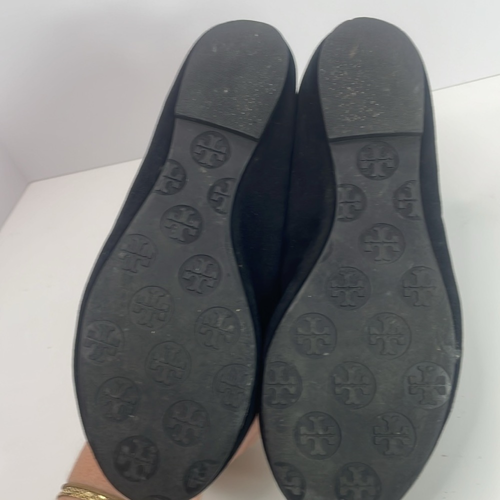 Tory Burch Reva Black Suede Gold Hardware Ballet Flat Size 7 M - Picture 6 of 11